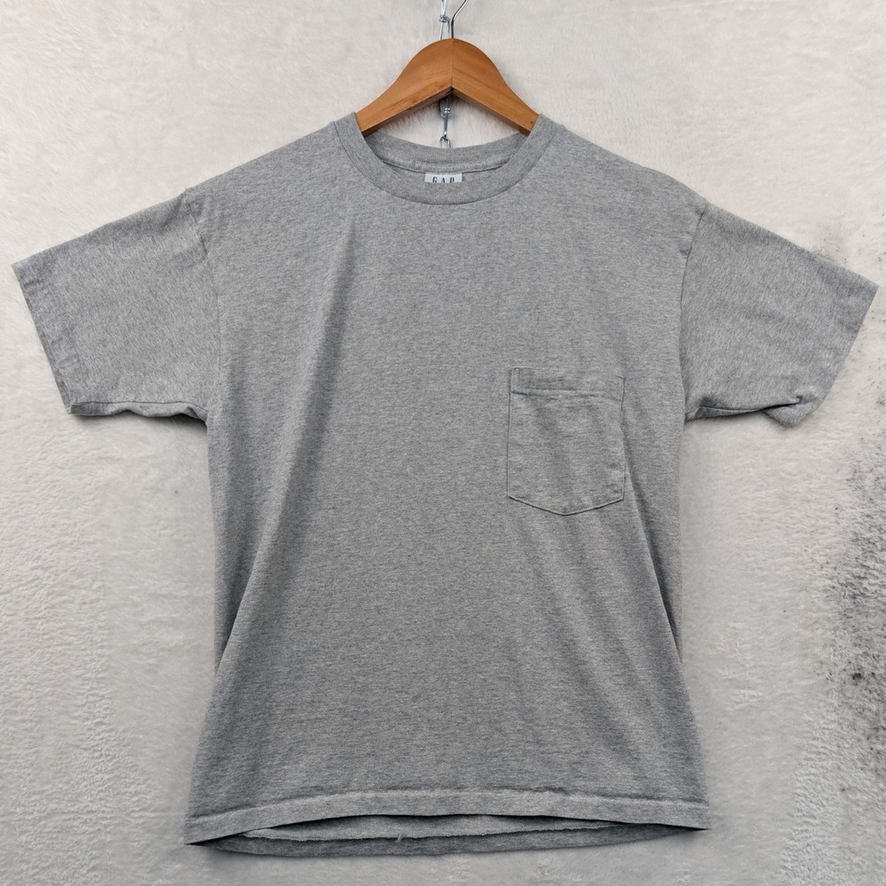 VTG Gap T-Shirt Men's XS Gray Pocket Single Stitch Made in USA Streetwear 90s